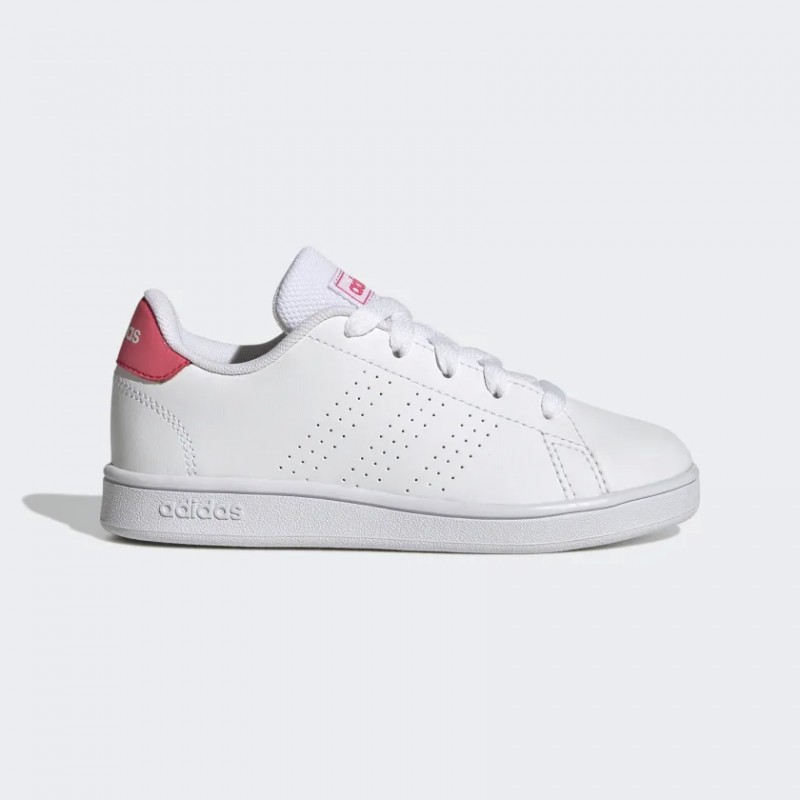 ADIDAS ADVANTAGE K SHOE -  WHITE / PINK / RED