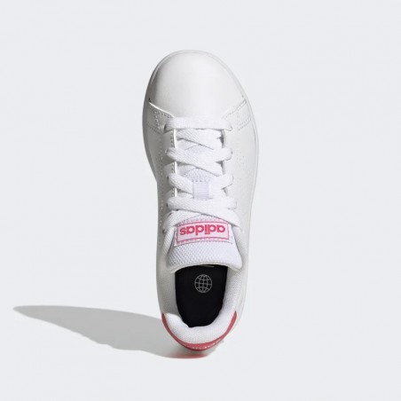 ADIDAS ADVANTAGE K SHOE -  WHITE / PINK / RED