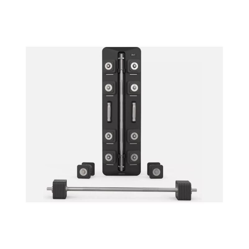 Wall Mounted Black Adjustable Dumbbell & Barbell Set