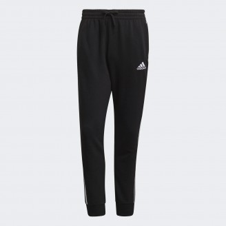 ADIDAS FRENCH TERRY TAPERED CUFF 3-STRIPES PANTS - BLACK