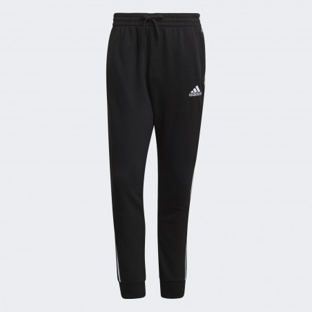 ADIDAS FRENCH TERRY TAPERED CUFF 3-STRIPES PANTS - BLACK