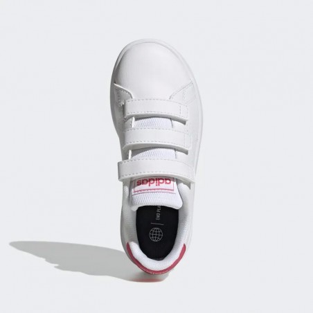 ADIDAS ADVANTAGE COURT LIFESTYLE HOOK-AND-LOOP SHOE - WHITE PNK