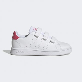 ADIDAS ADVANTAGE COURT LIFESTYLE HOOK-AND-LOOP SHOE - WHITE PNK