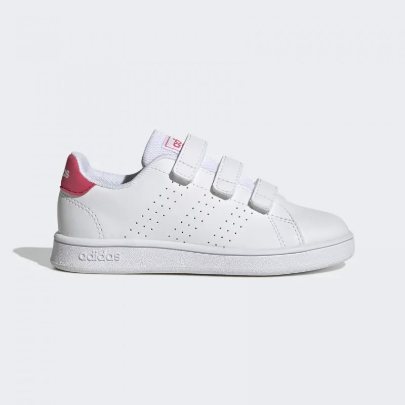 ADIDAS ADVANTAGE COURT LIFESTYLE HOOK-AND-LOOP SHOE - WHITE PNK